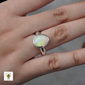 Natural Australian Solid Opal Sterling Silver Ring