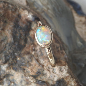 Australian Lightning Ridge Solid Natural Opal Sterling Silver Ring