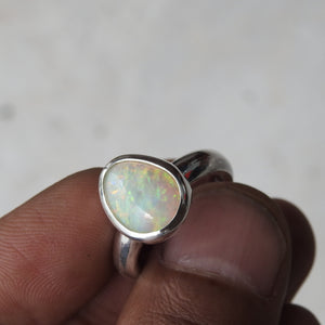 Natural Australian Solid Opal Sterling Silver Ring