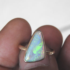 Solid Australian Coober Pedy Crystal Opal Ring