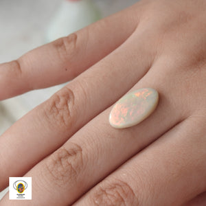 Made to Order Ring with Solid Lightning Ridge White Opal Multi-Colors