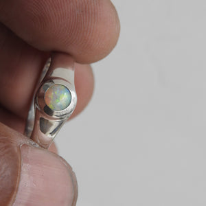Natural Lightning Ridge Solid Crystal Opal Ring