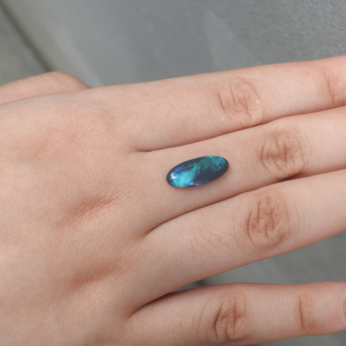 Made to order 10k YG Bezel Ring with Australian Black Opal