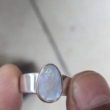 Load image into Gallery viewer, Solid Lightning Ridge Natural Multi-Color Opal Ring