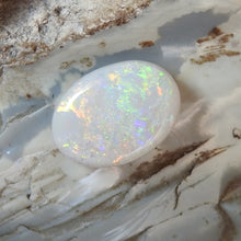 Load image into Gallery viewer, Custom Made Silver Ring with Australian Coober Pedy White Opal Multi-Color