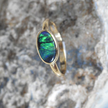 Load image into Gallery viewer, Solid Lightning Ridge Natural Black Opal Ring